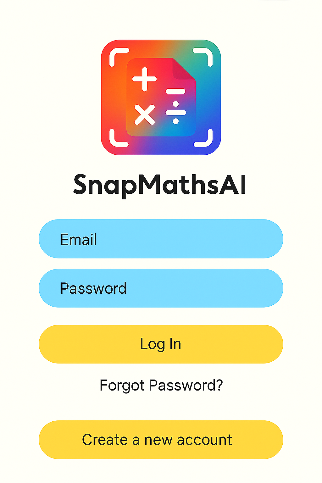 SnapMathsAI App Login Screen